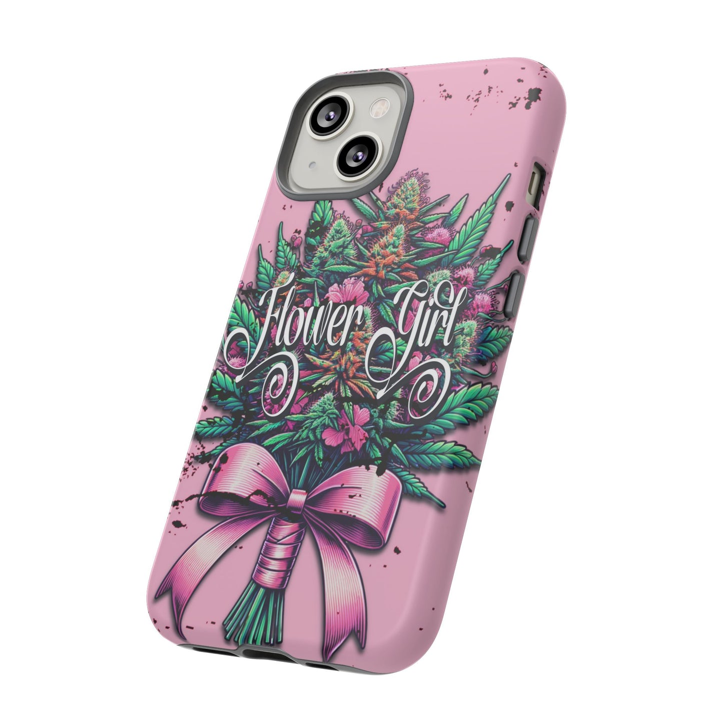 Coquette Grunge-Themed Tough Cell Phone Cases: Cannabis & Wildflower Bouquet Design