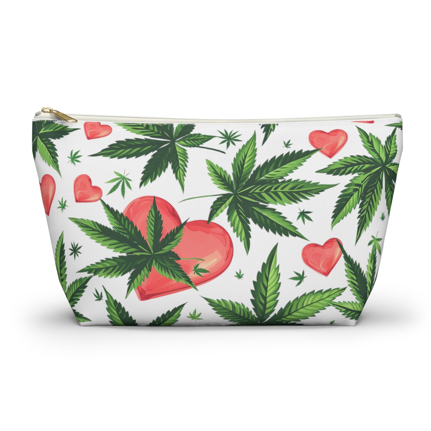 Organic Charm: Cannabis Red Heart Travel Accessory Pouch - Small & Large Sizes Available