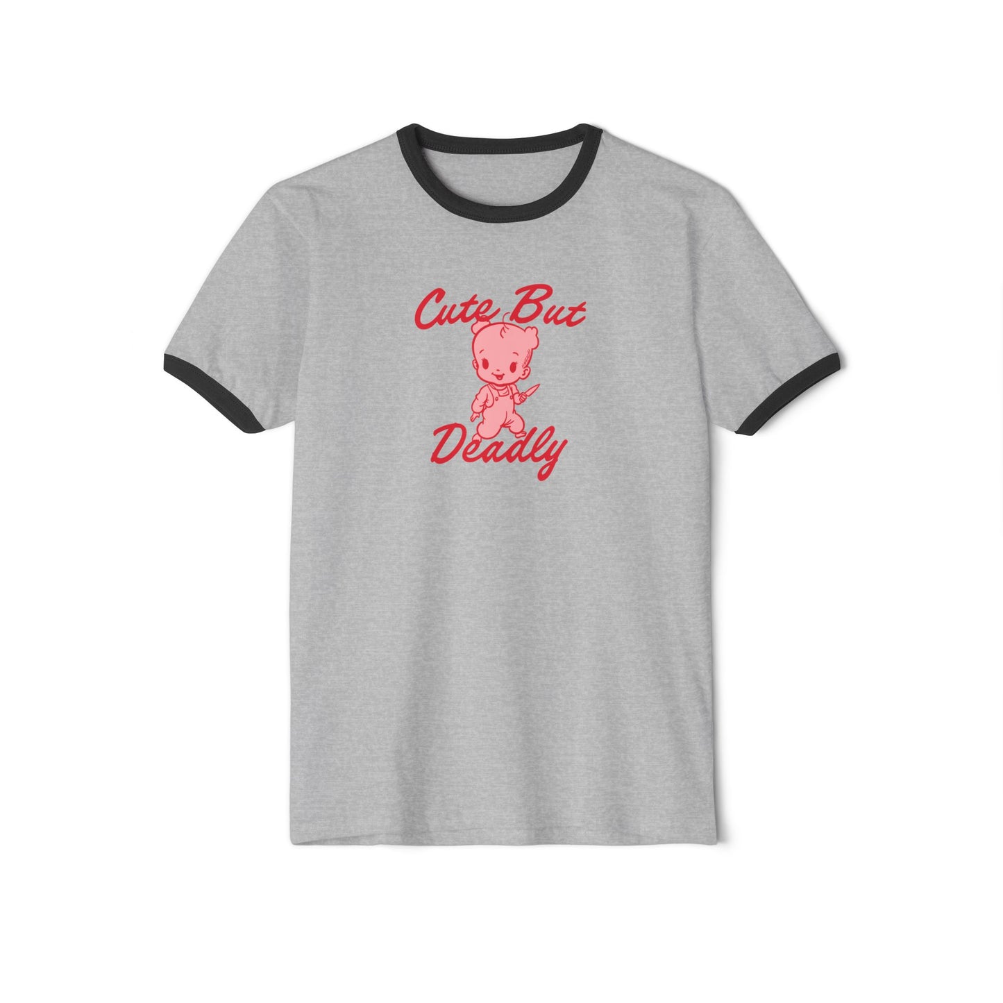 Cute But Deadly Ringer Tee | Retro T-Shirt in 4 Colors