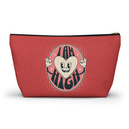 I am High Sassy Vintage Red Happy Heart Mascot-Cannabis Accessory Pouch w T-bottom : Small & Large Sizes