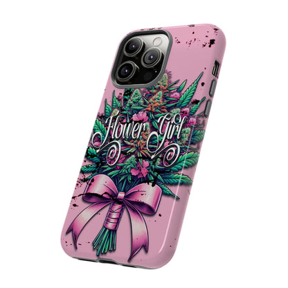 Coquette Grunge-Themed Tough Cell Phone Cases: Cannabis & Wildflower Bouquet Design