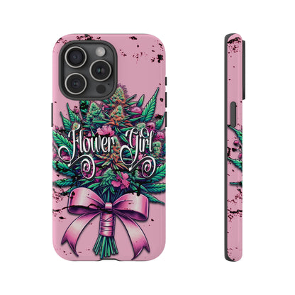 Coquette Grunge-Themed Tough Cell Phone Cases: Cannabis & Wildflower Bouquet Design