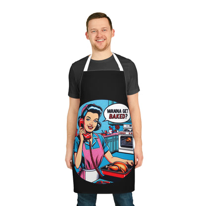 Retro 50s Housewife Cannabis Polyester Canvas Apron | Let's Get Baked! 5-Color Straps