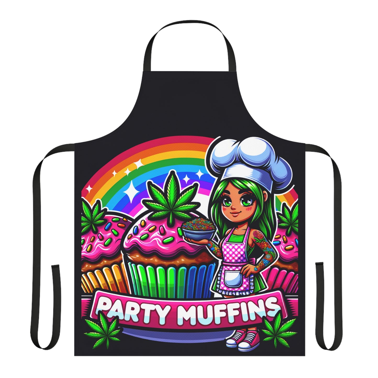 Party Muffins Unisex Apron - 5 Strap Colors | Cannabis Baking Cupcake Design