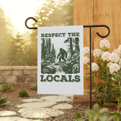 Respect the Locals Banner - Sasquatch Forest Design Available in 2 Sizes Garden & House Banner