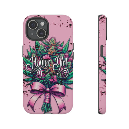 Coquette Grunge-Themed Tough Cell Phone Cases: Cannabis & Wildflower Bouquet Design