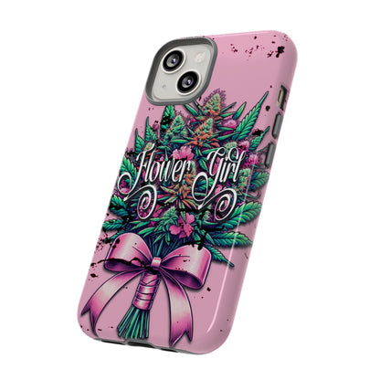 Coquette Grunge-Themed Tough Cell Phone Cases: Cannabis & Wildflower Bouquet Design