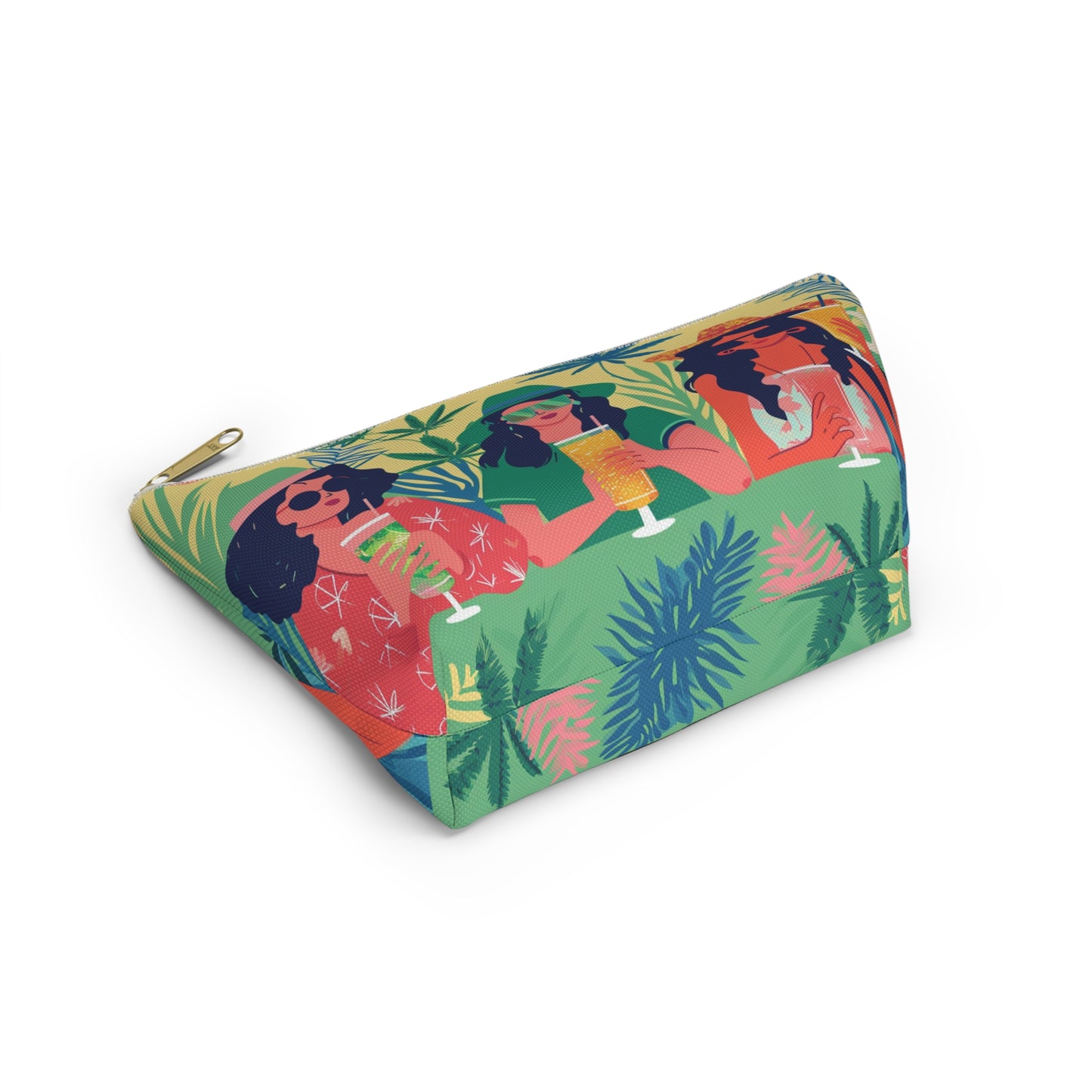 Tropical Bachelorette Accessory Pouch w T-bottom | Fun Drinks & Cannabis Leaves Design Available in Small and Large