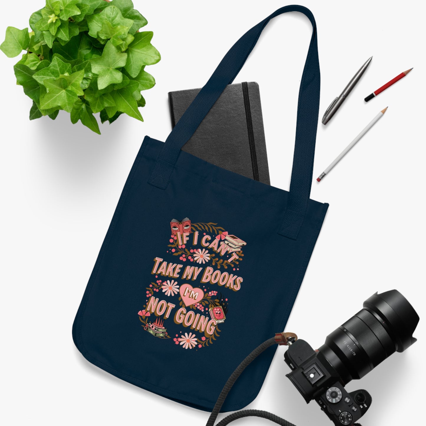 Introvert Book Bag Organic Canvas Tote Bag