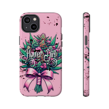 Coquette Grunge-Themed Tough Cell Phone Cases: Cannabis & Wildflower Bouquet Design