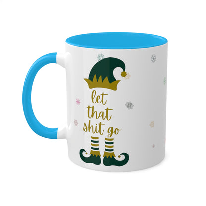 Elf on the Shelf White Mugs with Colorful Handles 11oz