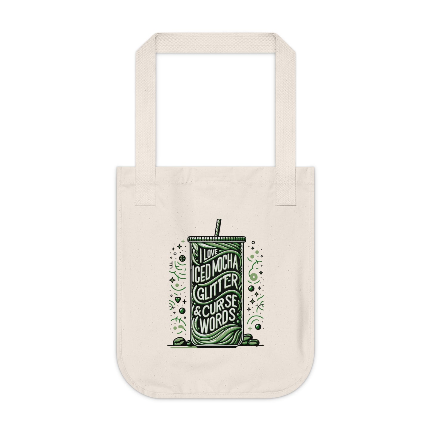 Exclusive Coffee and Glitter Design for Organic Canvas Tote Bag