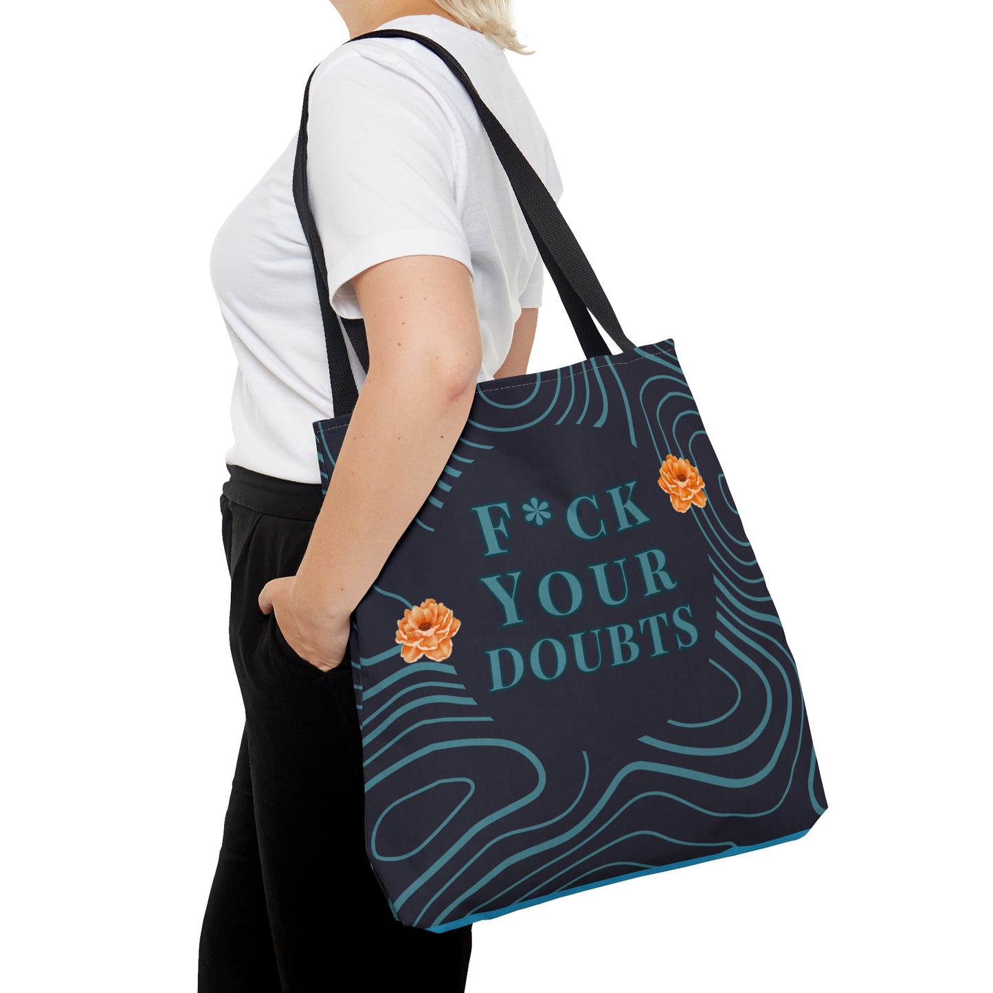 Crafting a respectful alternative with a similar sentiment: "Challenge Your Doubts" Tote Bag