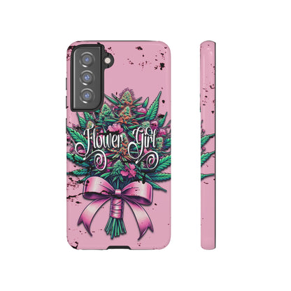 Coquette Grunge-Themed Tough Cell Phone Cases: Cannabis & Wildflower Bouquet Design