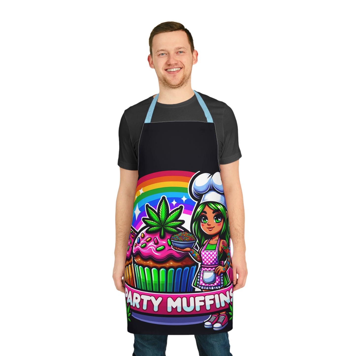 Party Muffins Unisex Apron - 5 Strap Colors | Cannabis Baking Cupcake Design