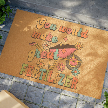 Cheerful Retro Fertilizer Coir Door Mat - Brighten Deliveries with Humor