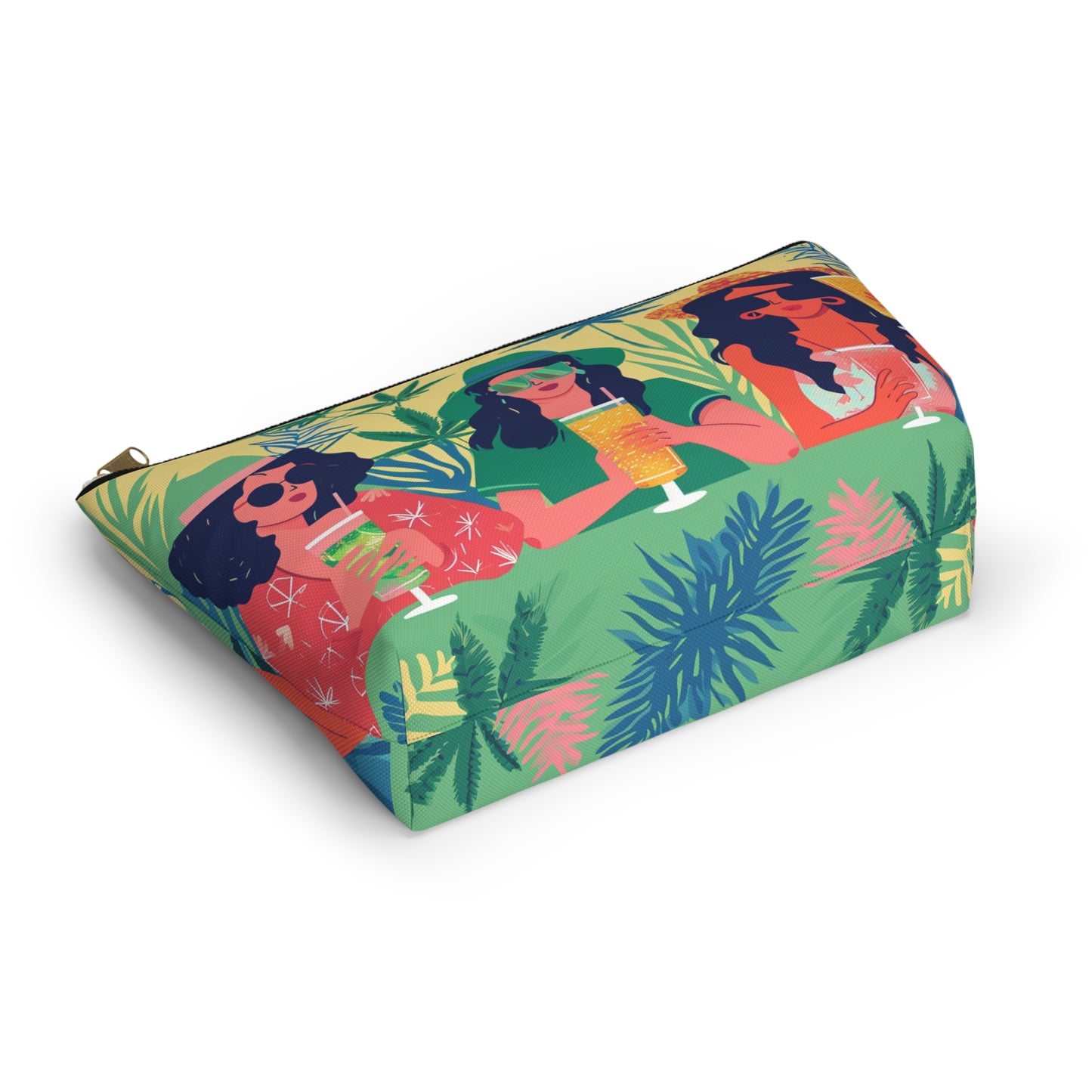 Tropical Bachelorette Accessory Pouch w T-bottom | Fun Drinks & Cannabis Leaves Design Available in Small and Large