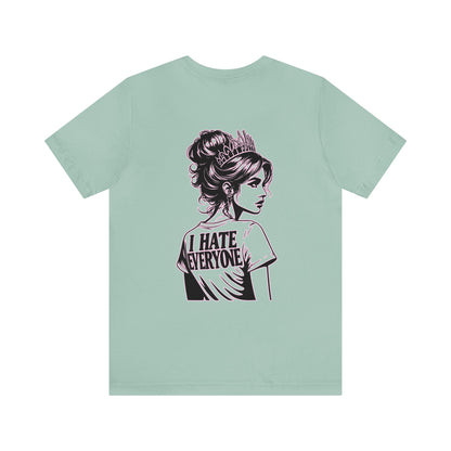 Introvert Shirt-I Hate Everyone - Unique Line Drawing in 8 Pastel Spring Colors Unisex Jersey Short Sleeve Tee