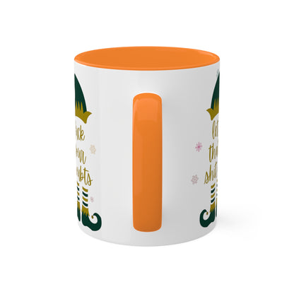 Elf on the Shelf White Mugs with Colorful Handles 11oz