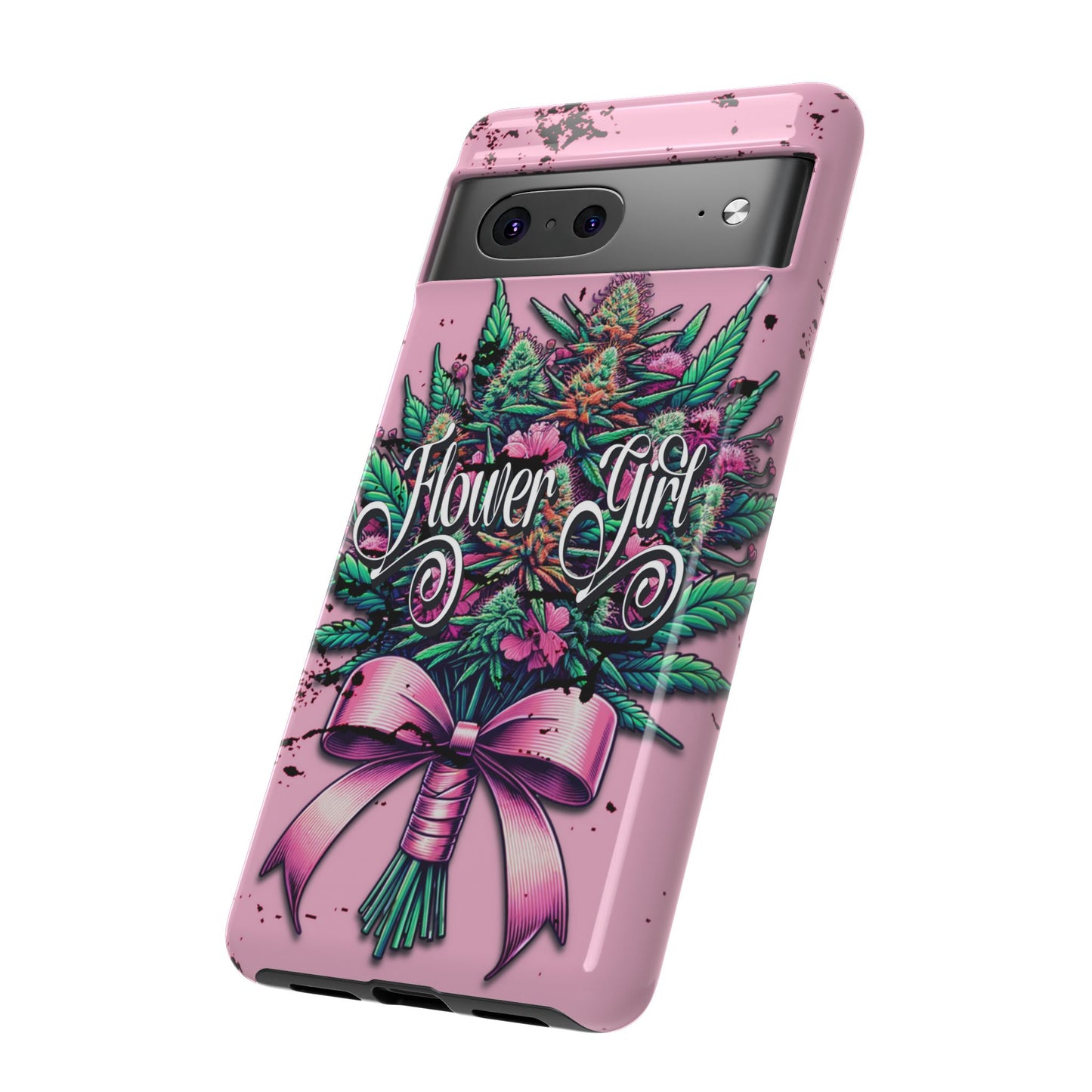 Coquette Grunge-Themed Tough Cell Phone Cases: Cannabis & Wildflower Bouquet Design