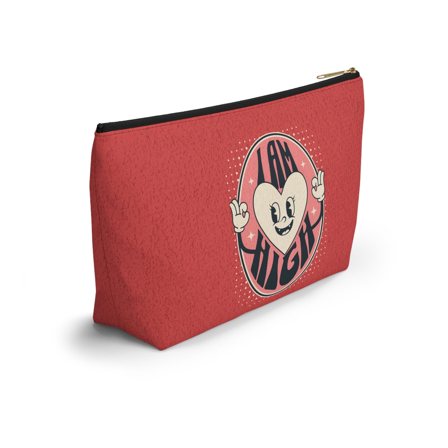 I am High Sassy Vintage Red Happy Heart Mascot-Cannabis Accessory Pouch w T-bottom : Small & Large Sizes