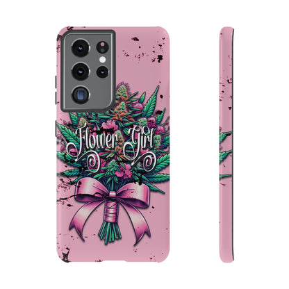 Coquette Grunge-Themed Tough Cell Phone Cases: Cannabis & Wildflower Bouquet Design