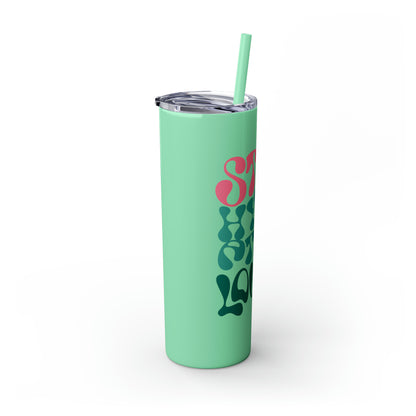 Glitter Skinny Tumbler with Matching Straw, Stay Hydrated Lover 20oz