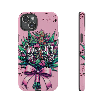 Coquette Grunge-Themed Tough Cell Phone Cases: Cannabis & Wildflower Bouquet Design