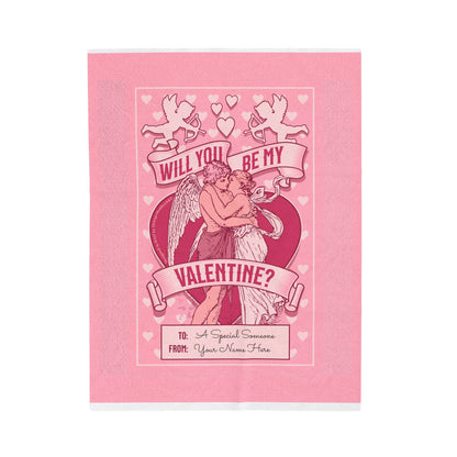 Personalized Be My Valentine Velveteen Pink Plush Blanket