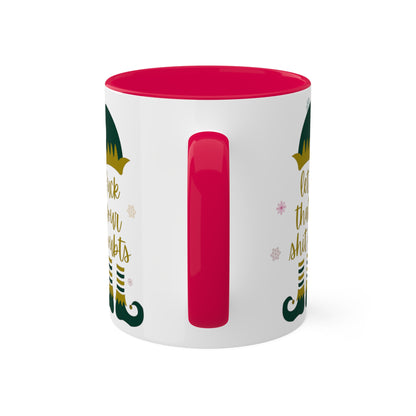 Elf on the Shelf White Mugs with Colorful Handles 11oz