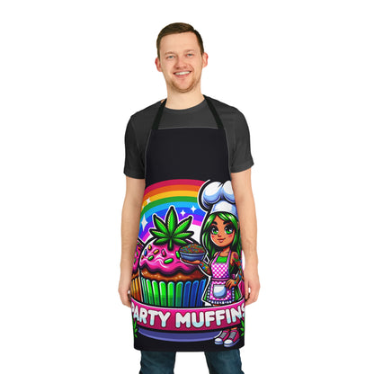 Party Muffins Unisex Apron - 5 Strap Colors | Cannabis Baking Cupcake Design