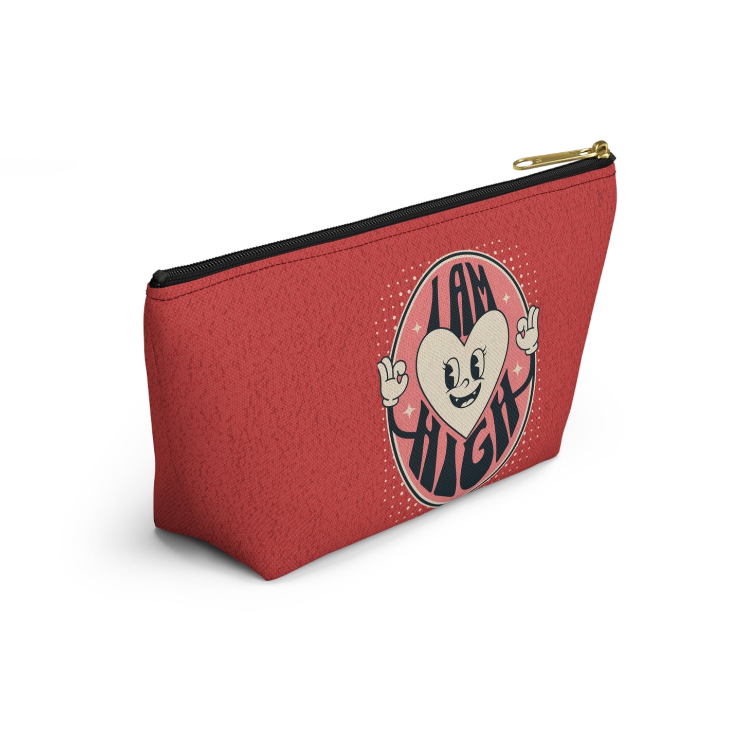 I am High Sassy Vintage Red Happy Heart Mascot-Cannabis Accessory Pouch w T-bottom : Small & Large Sizes