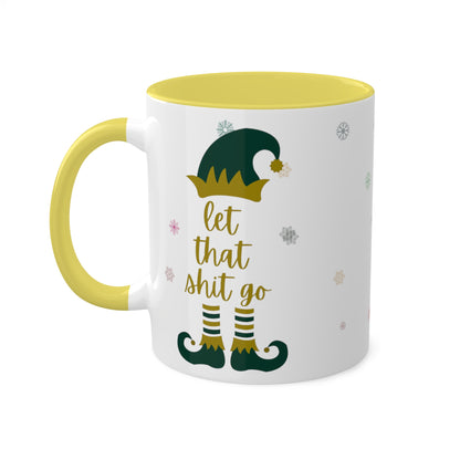 Elf on the Shelf White Mugs with Colorful Handles 11oz