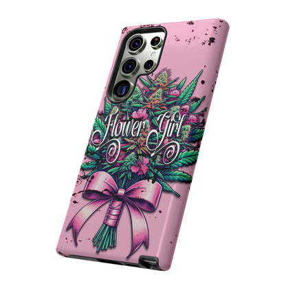 Coquette Grunge-Themed Tough Cell Phone Cases: Cannabis & Wildflower Bouquet Design