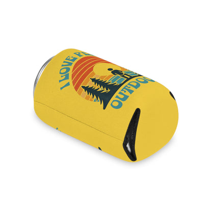 Camping 'I love peeing outdoors' Yellow Can Cooler