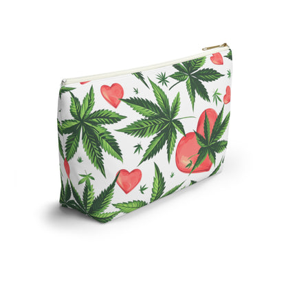 Organic Charm: Cannabis Red Heart Travel Accessory Pouch - Small & Large Sizes Available