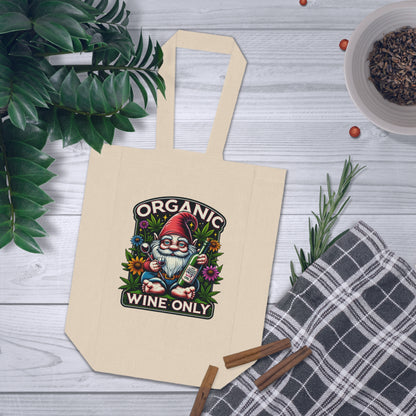 Drunken Cannabis Gnome Double Wine Tote Bag - Organic Wine Only - 100% Cotton Canvas