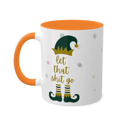 Elf on the Shelf White Mugs with Colorful Handles 11oz