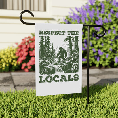 Respect the Locals Banner - Sasquatch Forest Design Available in 2 Sizes Garden & House Banner