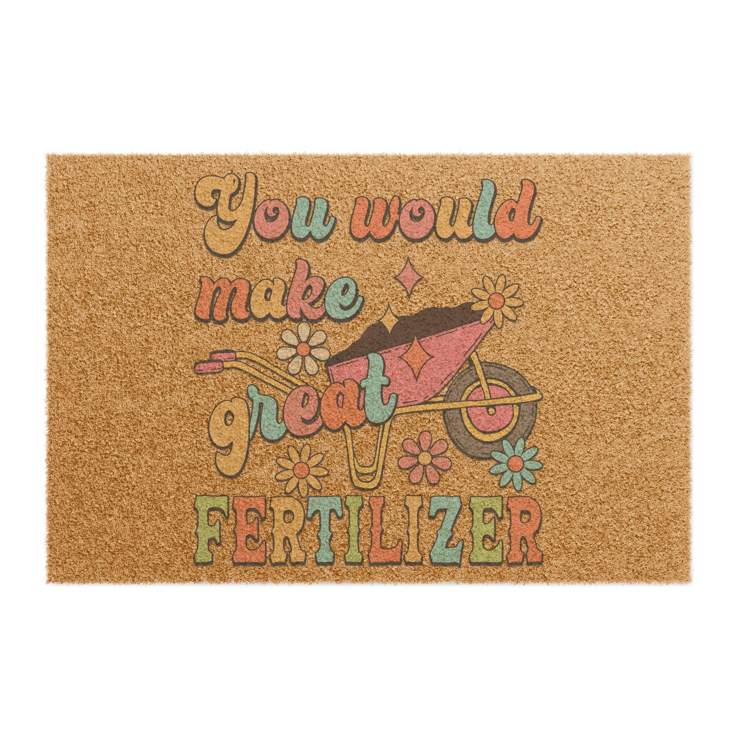 Cheerful Retro Fertilizer Coir Door Mat - Brighten Deliveries with Humor