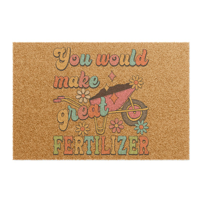 Cheerful Retro Fertilizer Coir Door Mat - Brighten Deliveries with Humor