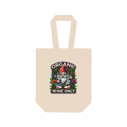 Drunken Cannabis Gnome Double Wine Tote Bag - Organic Wine Only - 100% Cotton Canvas