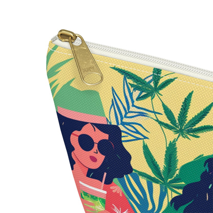 Tropical Bachelorette Accessory Pouch w T-bottom | Fun Drinks & Cannabis Leaves Design Available in Small and Large