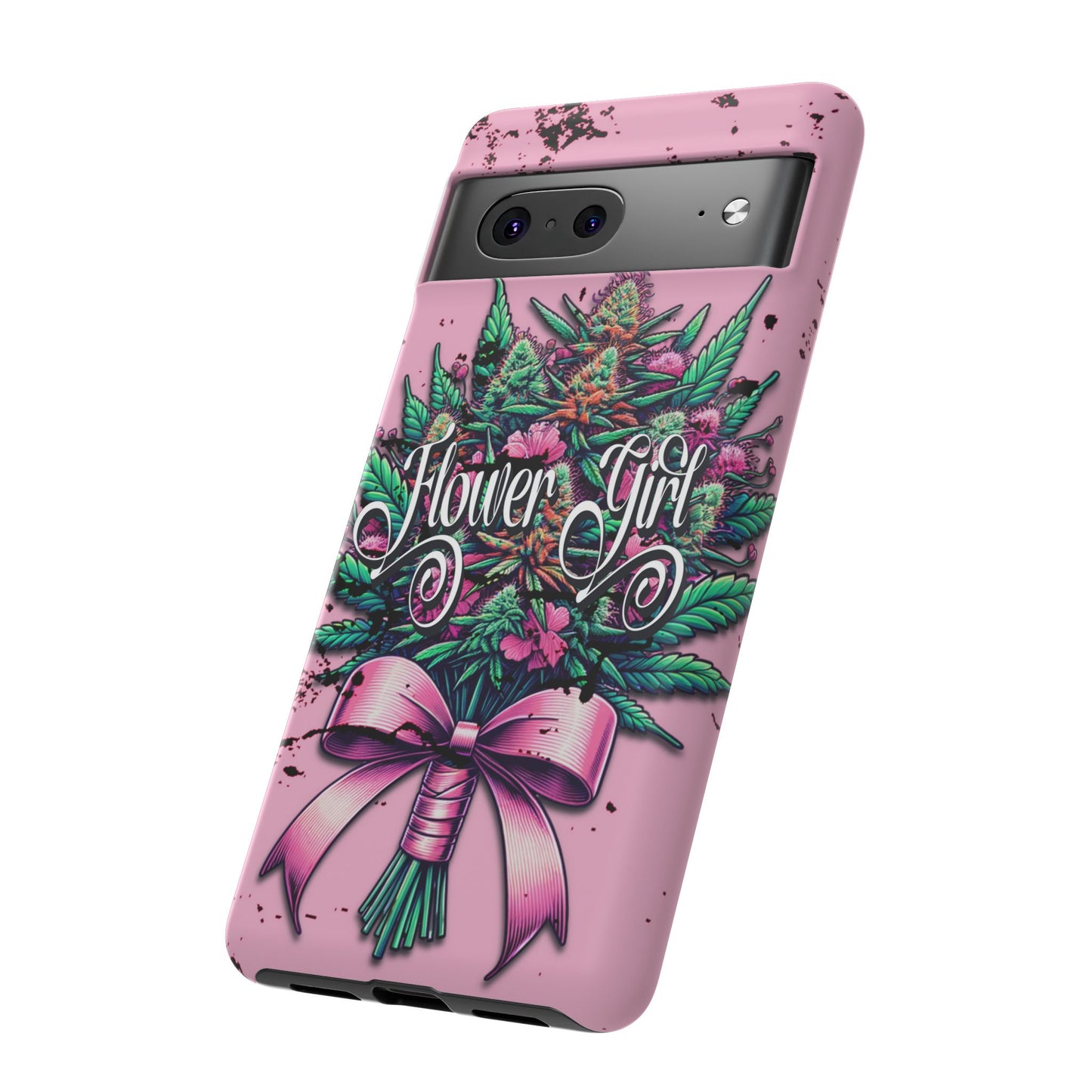 Coquette Grunge-Themed Tough Cell Phone Cases: Cannabis & Wildflower Bouquet Design