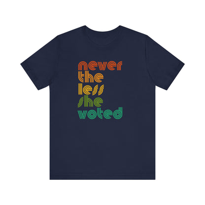 Retro 'Nevertheless, She Voted' Unisex Jersey Short Sleeve Tee - 7 Colors