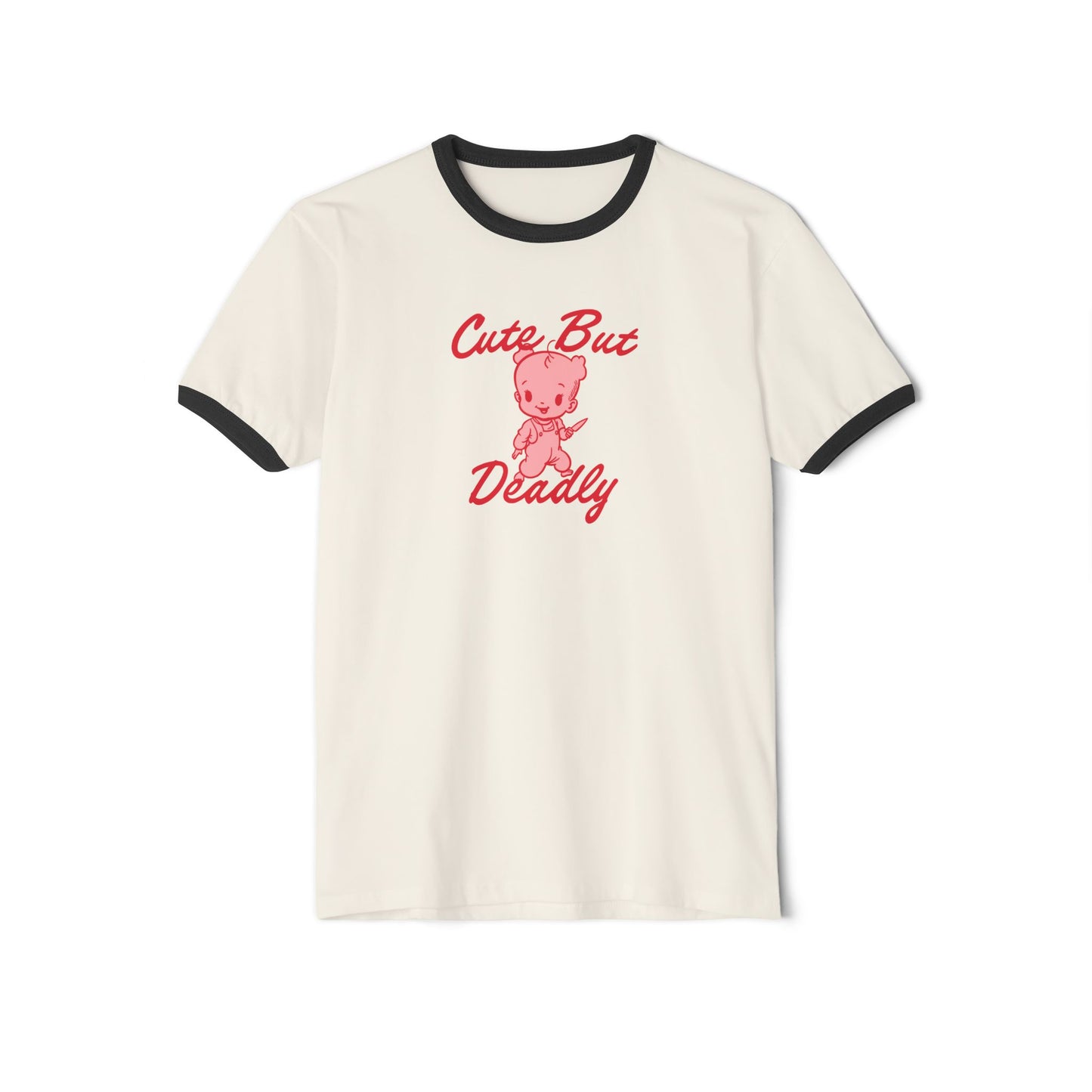 Cute But Deadly Ringer Tee | Retro T-Shirt in 4 Colors