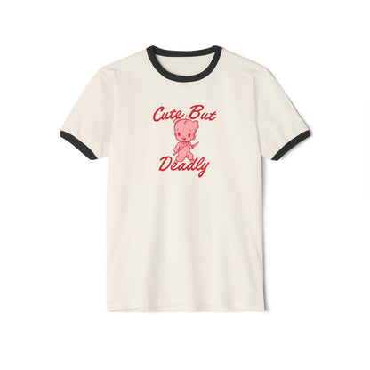 Cute But Deadly Ringer Tee | Retro T-Shirt in 4 Colors