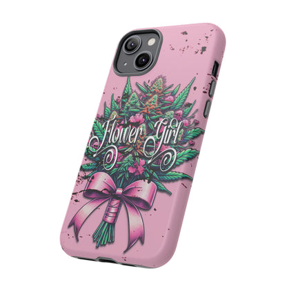 Coquette Grunge-Themed Tough Cell Phone Cases: Cannabis & Wildflower Bouquet Design