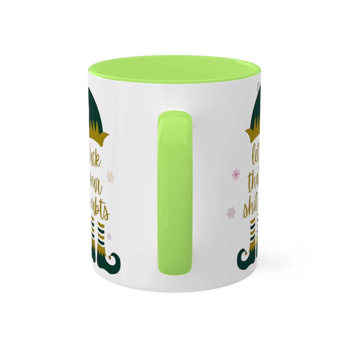 Elf on the Shelf White Mugs with Colorful Handles 11oz