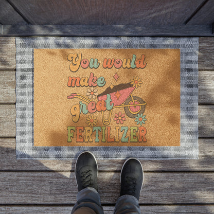 Cheerful Retro Fertilizer Coir Door Mat - Brighten Deliveries with Humor